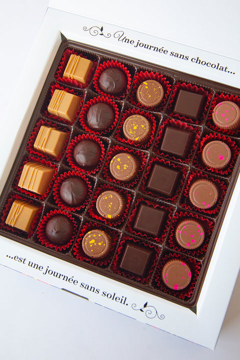 Gift box of 25 chocolate bonbons