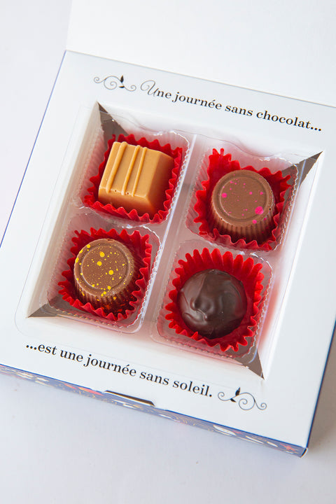 Gift box of 4 chocolate bonbons