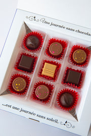 Gift box of 9 chocolate bonbons